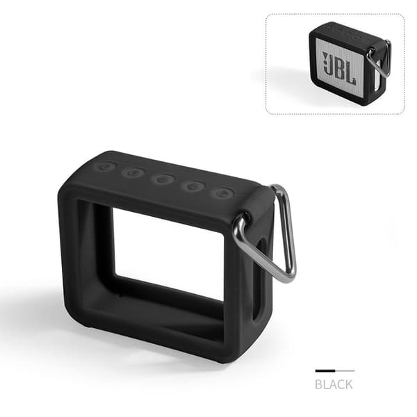 Silikoneetui med metalkarabinhage til JBL GO2 Sort