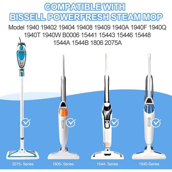 Pakke med 4 erstatningsklude til Bissell Powerfresh dampmoppe 1940180614401544, vaskbar.
