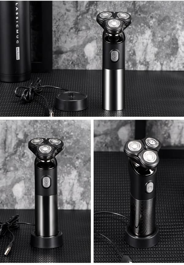 Elektrisk barbermaskin med roterende 3D-barberblad Blå Blue