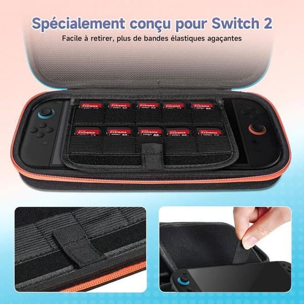 Etui til Nintendo Switch 2, Bærbart Beskyttelsescover til Switch 2 (2025), med 10 Spilkortpladser