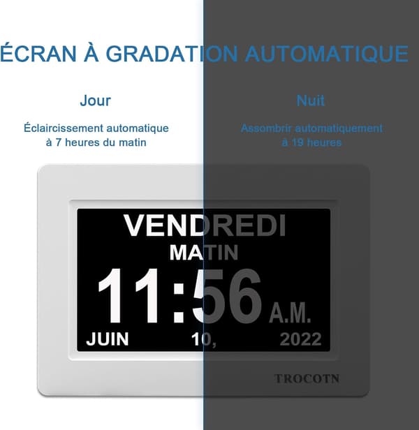 tum LCD Digital Klocka Stor Display Väckarklocka Väggklocka Elektronisk Kalender Väckarklocka (Vit)