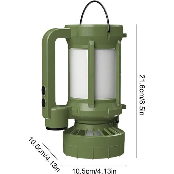 LED Campinglampe, LED Lommelygte med Ventilator, Genopladelig Solcellelommelygte med 4 Lystilstande