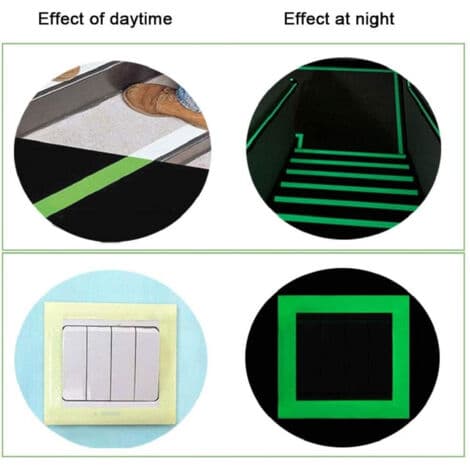 Vattentät Fluorescerande Säkerhetstejp, Grönt Ljus, 3m x 3cm