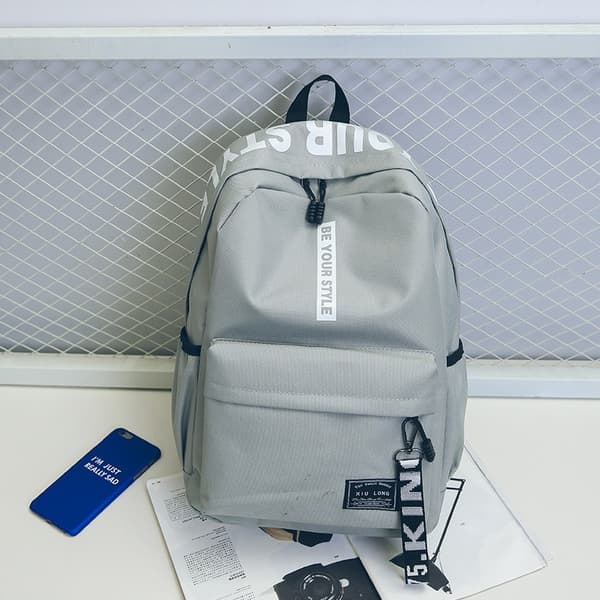 Canvas ryggsekk for studenter, trendy, reise, campus, himmelblå