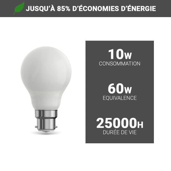 2-pack A60 B22 Bajonettlampor, 60W LED, 1020 LM, Varmvitt Ljus