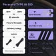 4 mm polyester paracord, rivebestandig fallskjermtau for overlevelse, 100 % polyester med 7 tråder, ensfargede
