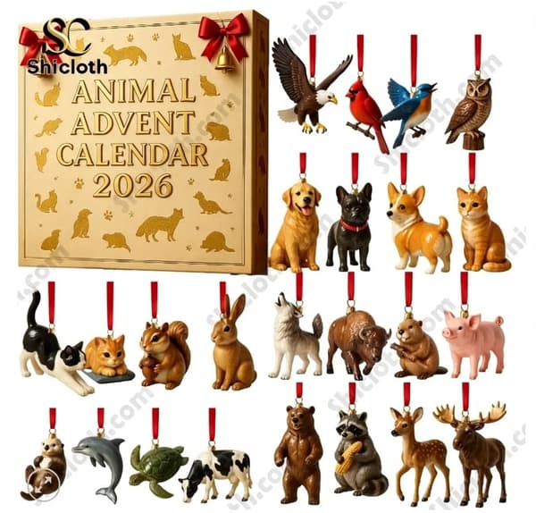 Julekalender Blindboks – Nummererte Hengende Ornamenter (Dyretema).