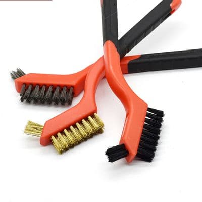 Sett med 6 minibørster med nylon-/messing-/rustfritt stål-bust for rengjøring av rust og støv