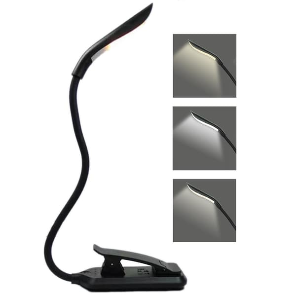 Reading Lamp, LED Book Light with 3 Light Modes, Rechargeable Black Black