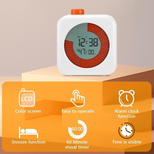 Digital visuel timer - LED - 60 minutters nedtælling - Stopur - Vækkeur - Multifunktionel anvendelse
