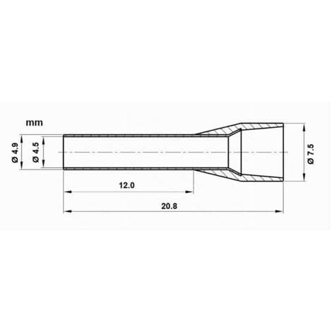 Pakke med 100 isolerede kabelmuffer til 10mm² kabler med 12mm terminaler, E10-12, blå