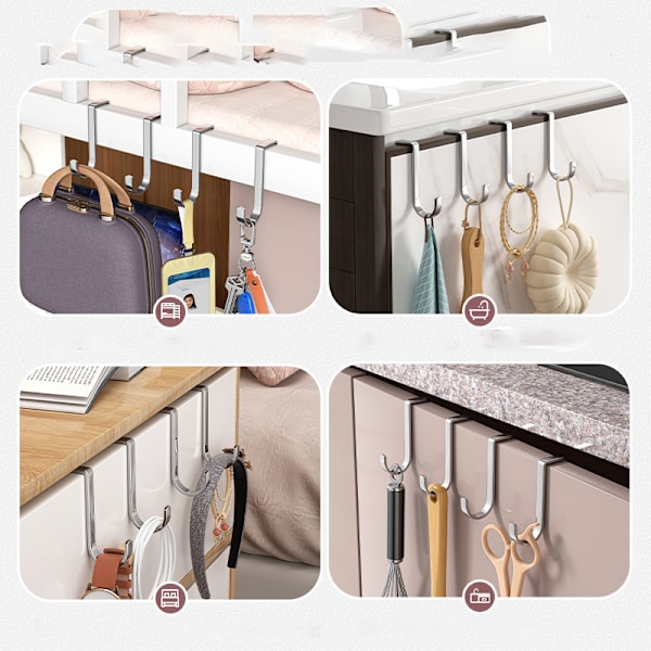 Over-the-cabinet-door hook, Double hooks for kitchen 2-pack S S