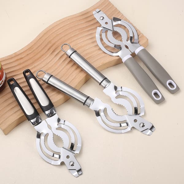 Stainless Steel Can Opener with Black Handle