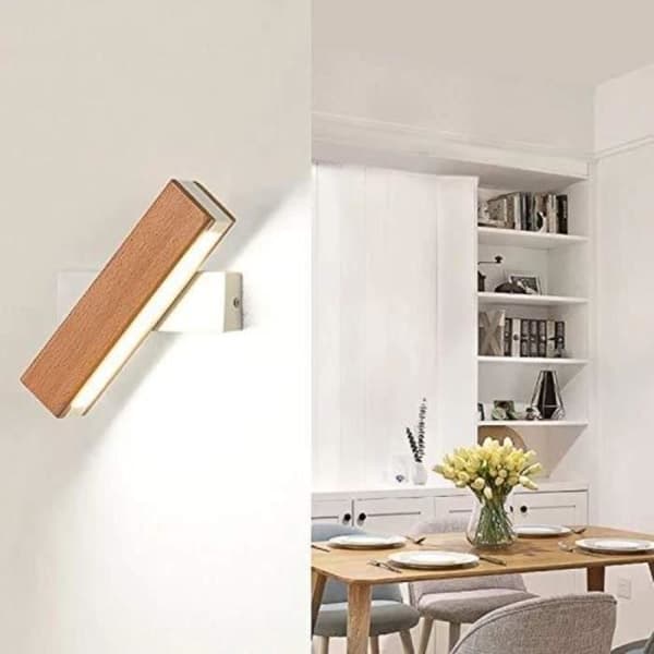 LED Vägglampa Inomhus 360° Rotation - Massivt Trä - Sovrum