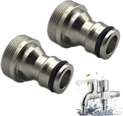 Kran slangblandare krananslutning köksadapter kranadapter för trädgårdsslang 23 MM Silver (2 stycken)