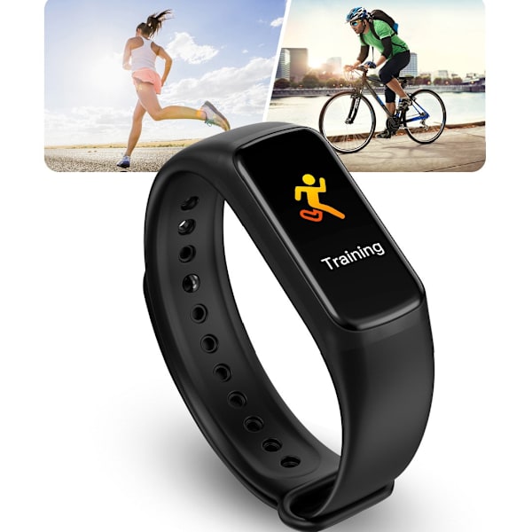 Activity tracker with heart rate, blood oxygen, pedometer Black Black