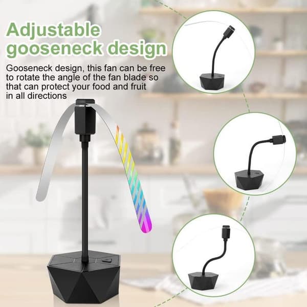 Genopladelig USB Flueafviser Ventilator - Sammenfoldelig - Lydløs - 360° Justerbar