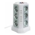 Overspenningsvern med 5 USB-porter og 12 uttak, 2 brytere, hvit