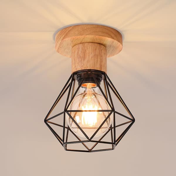 Vintage Industri Diamond Cage Loftslampe Sort - WOTTES - UNI E27