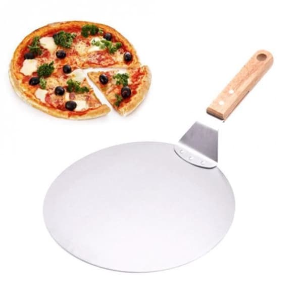 Pizzaspade i rustfritt stål med trehåndtak, bakeverktøy, kakespade, ostepizzaspade