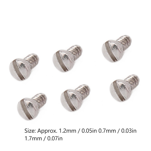 6 st Silver Stål Quartz Klocka Baksida Skruvar 1.2x0.7x1.7mm
