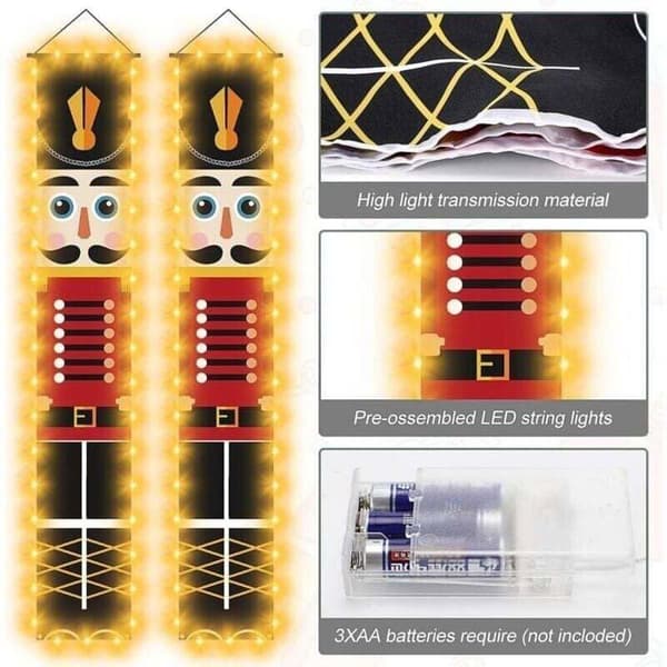 Set med 2 LED-julbelysningar i form av nötknäppare, för ytterdörr, trädgård, hus, inomhus, utomhus