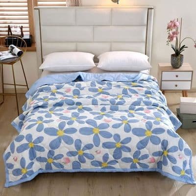 Sommerdyne, trykt vendbart sengeteppe 100 % vasket bomull, enkel- eller dobbeldyne, 200x230cm