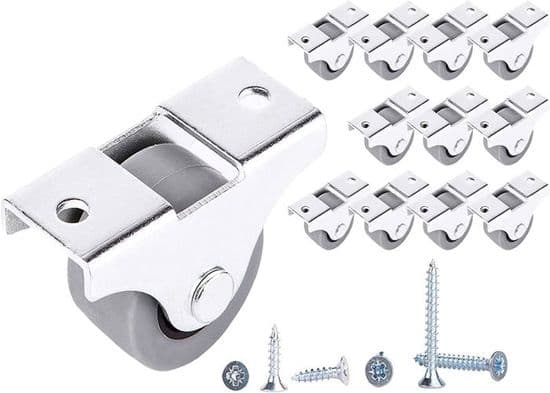Set med 12 små 25 mm gummihjul för möbler, ej svängbara, plastfria, för apparater och utrustning