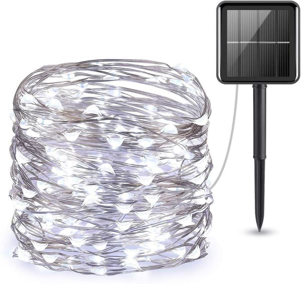 Lysindstillinger 100 LED Solar Lyskæde 1 stk., 10 meter længde, Kold Hvid
