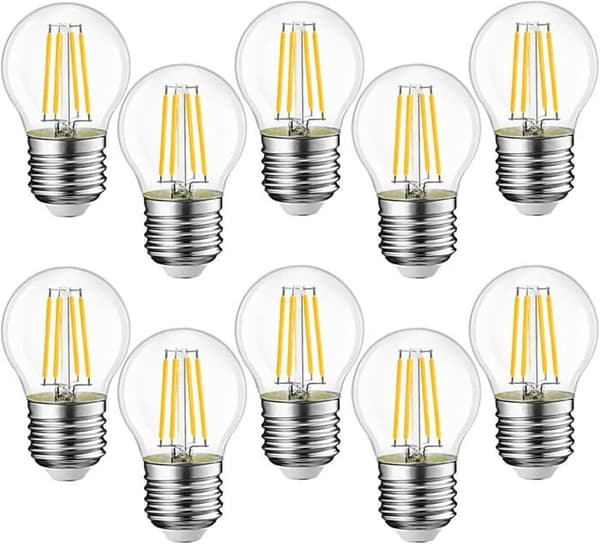 10 E27 G45 LED-pærer, 4W svarende til 40W, retro E27 LED-pærer, varm hvid 3000K, glas, 10 stk.