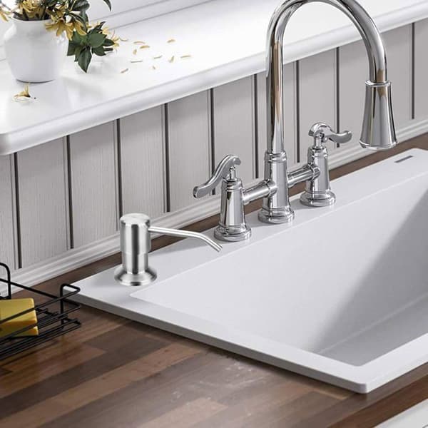 Køkkenvask sæbedispenser, børstet rustfrit stål bordpladepumpe med 47\" silikoneslange