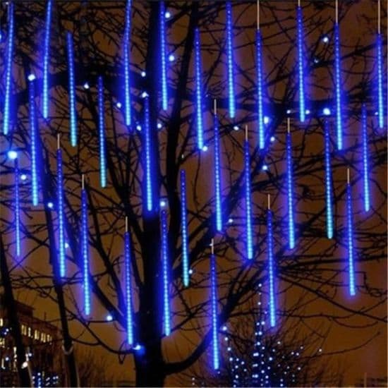LED-lyslenke - Meteorsverm - 8 x 30 cm rør - Blå - Utendørs juledekorasjon