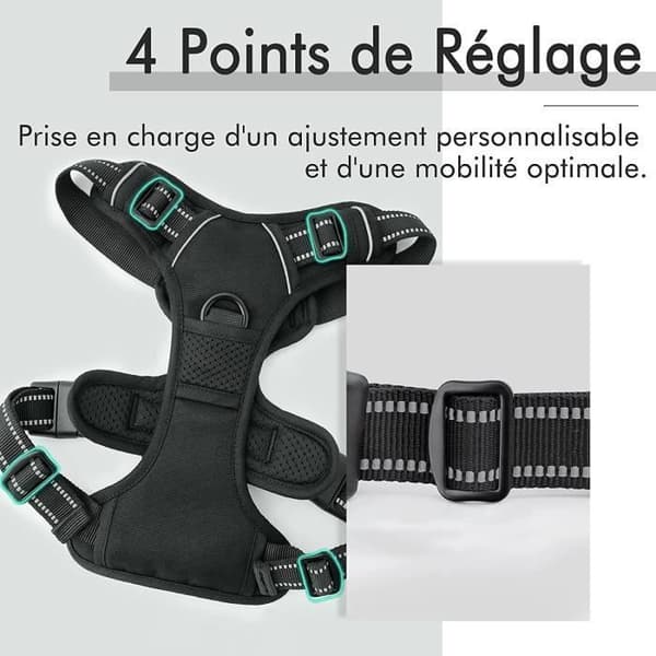 Anti-træk hundesele - Reflekterende - Justerbar - Størrelse L (18-23 kg)