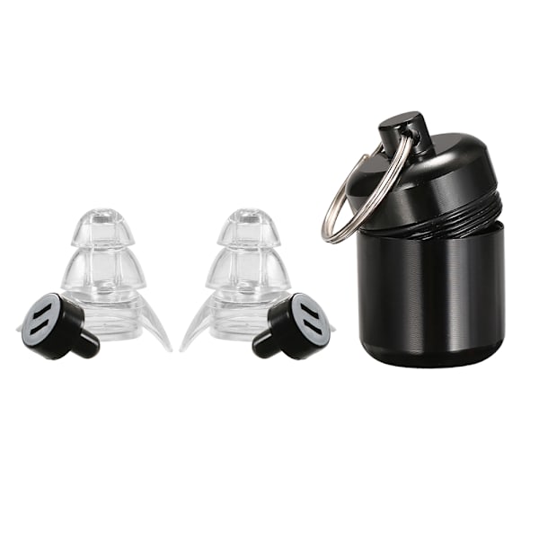 High-efficiency noise-cancelling earplugs 1 pair with case Black