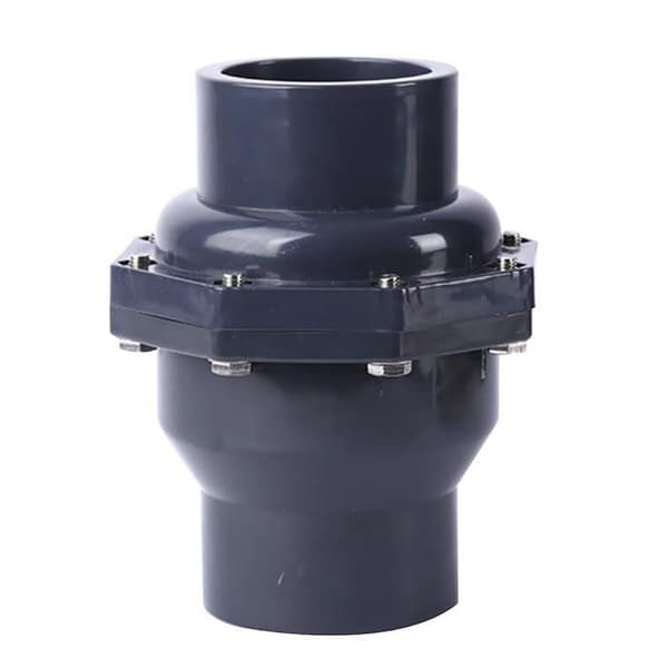 Svingtilbageløbsventil, opløsningsmiddelsvejset dobbeltforskruning PVC-rørfittings (DN40 Φ50 mm)
