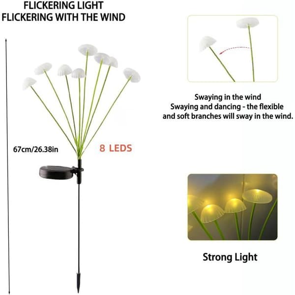 2-pak udendørs solcellehavelys, 8 LED vandmandslamper, solcelleildfluesvinglys
