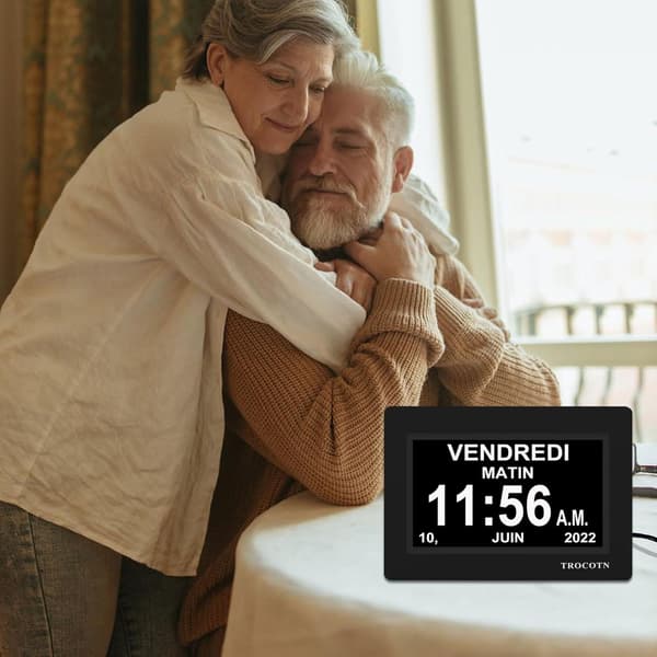 tum LCD Digital Klocka Stor Display Väckarklocka Väggklocka Elektronisk Kalender Väckarklocka (Vit)