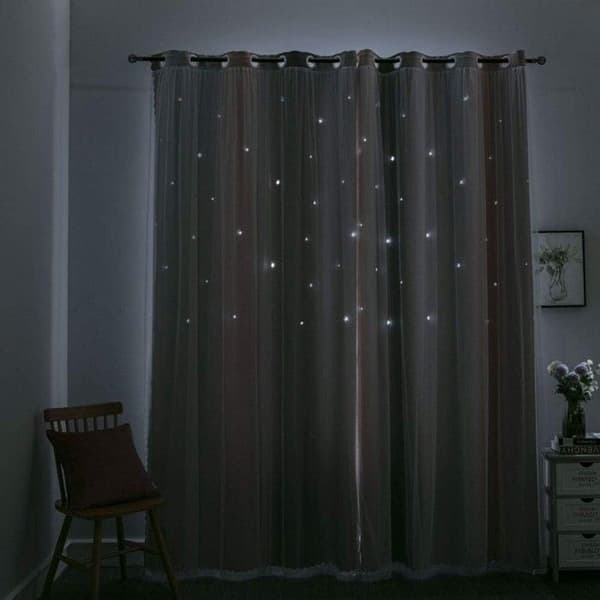 Jentegardiner - Grå Rosa - Rektangulær - Mørklegging - 135 x 240 cm