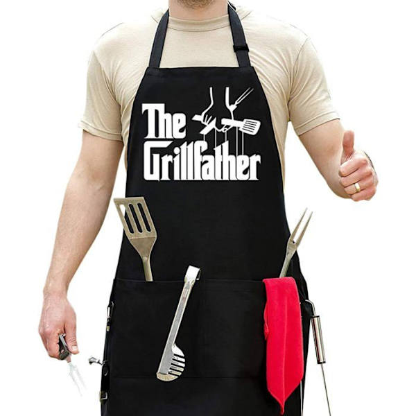 Apron - Black - Adjustable - Polyester/Cotton - 2 Pockets