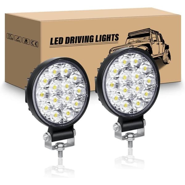 Stk runde LED arbeidslys, 3,2 tommer 42W Mini Spotlight Lys 12V 24V LED arbeidslampe 6000K Spot Tåkelys