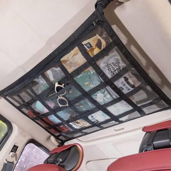 Opbevaringsnet, Organizer, Universal Netpose til Bilens Loft Interiør Elastisk Net, til SUV Loft, Sort (25,5 35,5 Tommer)