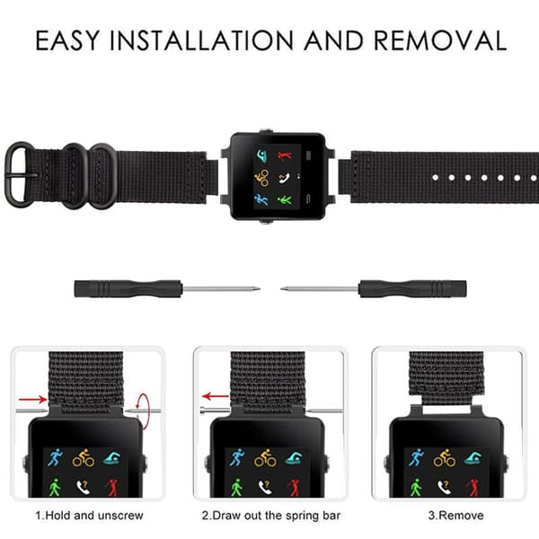 Nylonklokkereim for Garmin Vivoactive Acetate Black Grey