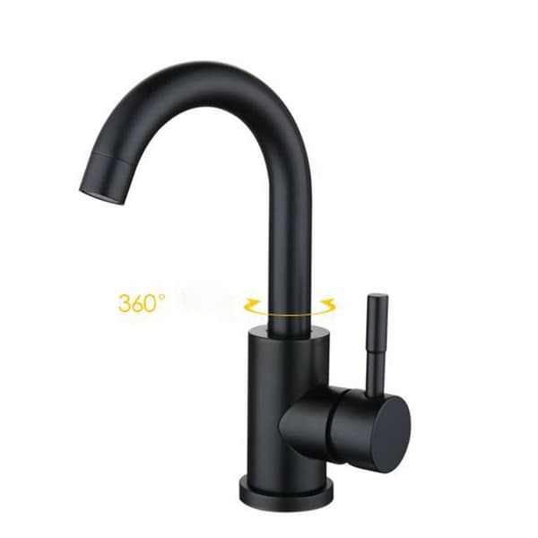 Brushed Bathroom Faucet with Arched Spout (without hose) Black
