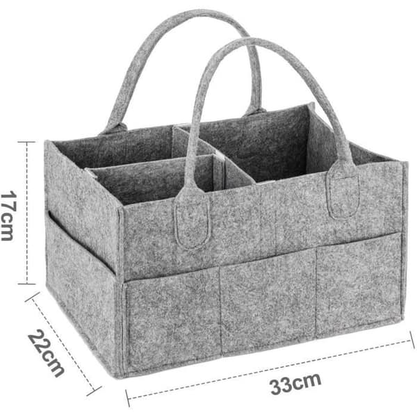 Vauvan säilytyskori - Vaippacaddy - Harmaa - 33 x 22 x 17cm - Pyyhi puhtaaksi