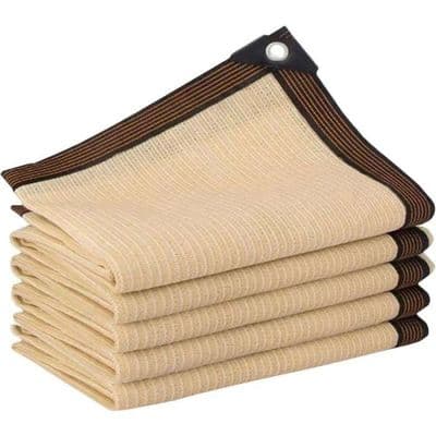 Solseil - 4*8m - PE-HD solnett - 85% UV-beskyttelse - med maljer og forsterkede kanter - beige