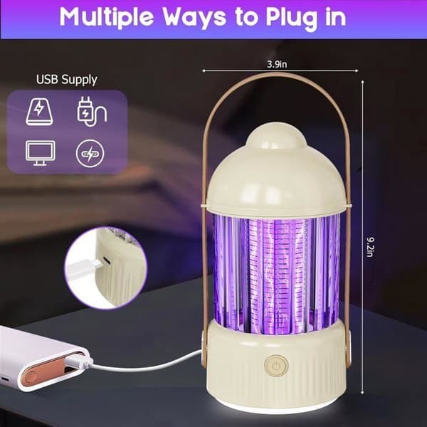 Indendørs UV-myggedræberlampe med LED-lys, elektrisk myggesensor, 4000 mAh