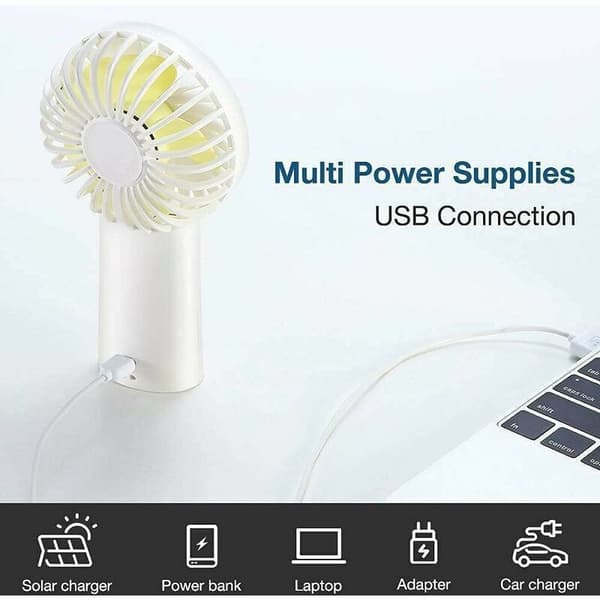 Bærbar ventilator. Mini lommeventilator. Lille USB genopladelig ventilator med 3 hastigheder - Hvid.