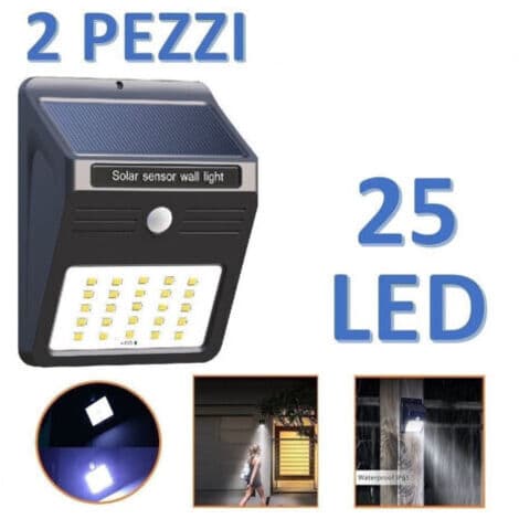 2 x Udendørs Solcelle Fotovoltaiske Spotlights + LED Sensorlamper