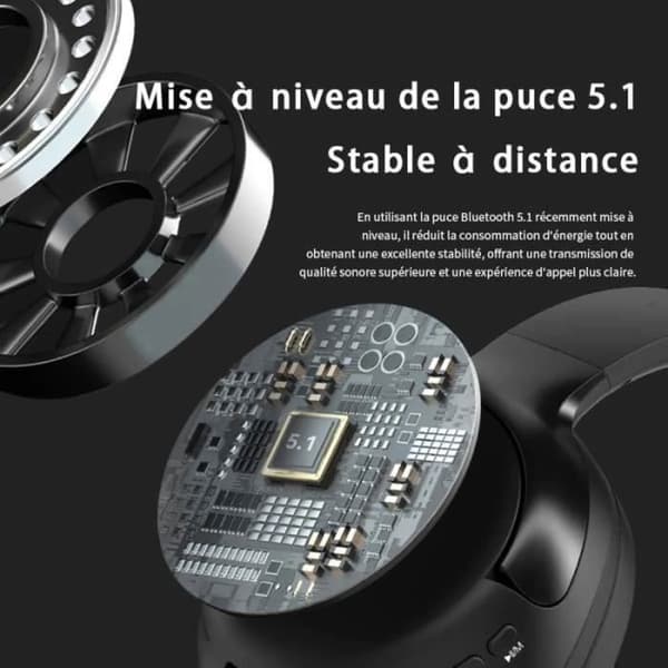 Sammenleggbare HiFi Bluetooth-hodetelefoner - Bluetooth 5.1 - Innebygd mikrofon - Rosa