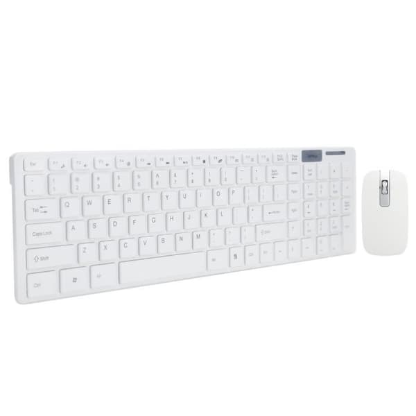 Trådløst tastatur- og musesæt - Ergonomisk - 10m forbindelse - Multimedie FN-tast - Hvid